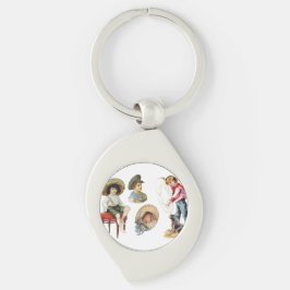 Charmante Victoriaans kinderen en hondencollage Sleutelhanger