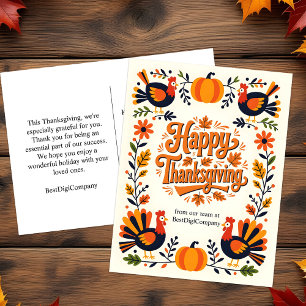Charmante volkskunst Turkije & pompoen Thanksgivin Feestdagenkaart