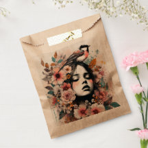Charmante Vrouw en Vogel Illustratie met Bloemen
