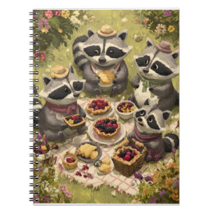 Charmante wasbeer picknick in de wei notitieboek