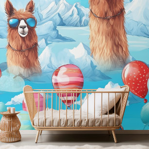 Charmante Waterverf Llama & Desert Cacti Pattern Behang