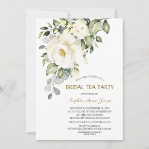 Charmante White Cream Flowers Bridal Tea Party Kaart