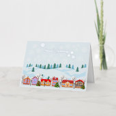 Charmante Winter Village Folie Vakantie Kaart (Voorkant)