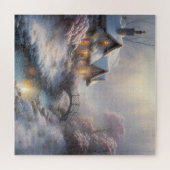 Charmante winterdag landschapskunst legpuzzel (Horizontaal)