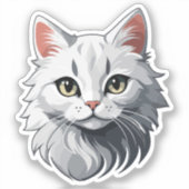 Charmante witte kat sticker (Voorkant)