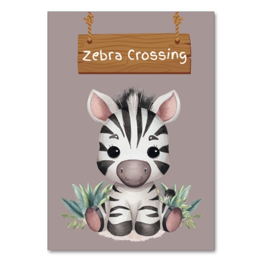 Charmante Zebra Crossing Oerwoud Safari Table Kaar Kaart (Achterkant)