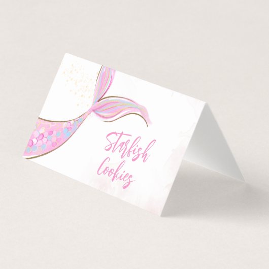 Charmante Zeemeermin Party Eten Labels Kaart (Voorkant)