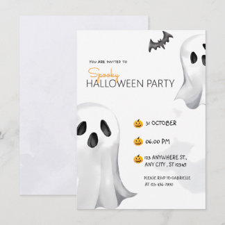 Charmante zwarte aquarel Halloween Party Kaart