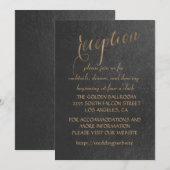 Charmante zwarte huwelijksreceptie met goud folie kaart (Voorkant / Achterkant)