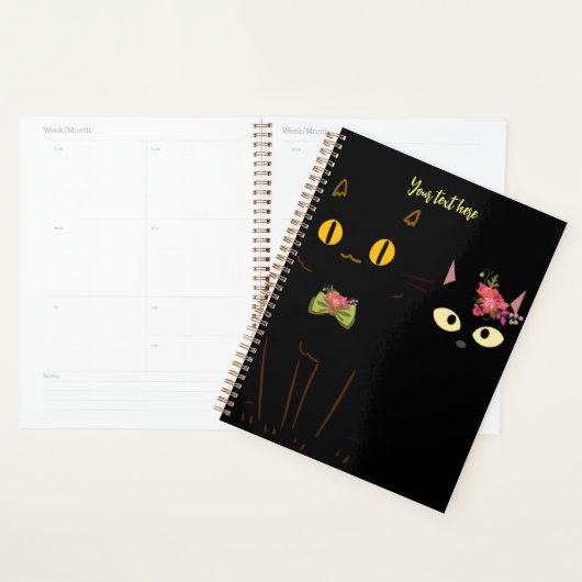Charmante zwarte katten gele ogen planner (Display)