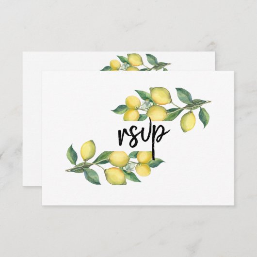 Charme Aquarelle Citron Mariage tropical RSVP (Devant / Derrière)