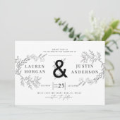 Charme Botanique Élégant Mariage Invitation (Debout devant)