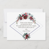 Charme Bourgogne Floral Pin Marine Mariage Merci (Dos)