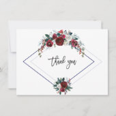 Charme Bourgogne Floral Pin Marine Mariage Merci (Devant)