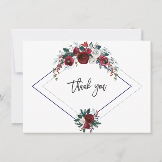 Charme Bourgogne Floral Pin Marine Mariage Merci (Devant)