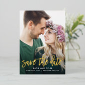 Charme Brossé VRAI FOIL Enregistrer La Carte Date (Debout devant)