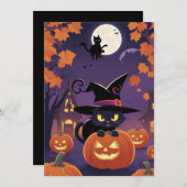 Charme de chat noir - Carte cadeau Halloween (Devant / Derrière)