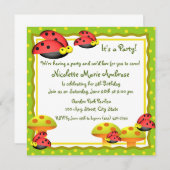 Charme de Ladybug / Invitation d'anniversaire (Devant / Derrière)