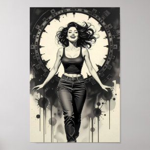 Charme de rue radieux Affiche monochrome