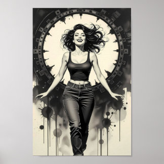 Charme de rue radieux Affiche monochrome