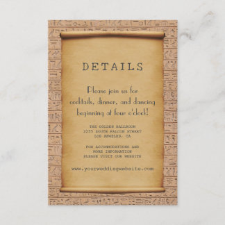 Charme Egyptische Papyrus bruiloft receptie Informatiekaartje
