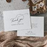 Charme élégant Appartement Simple Mariage Merci Ca<br><div class="desc">Ces cartes de remerciement de mariage simple et élégant au charme élégant sont parfaites pour un mariage minimal. Le design minimaliste moderne présente une calligraphie romantique en noir et blanc intemporelle avec un style de conte de fées bohème. Personnalisez le dos de vos notes de remerciement avec vos noms, et...</div>