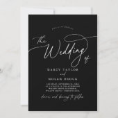 Charme élégant Black Wedding Invitations avec RSVP (Devant)