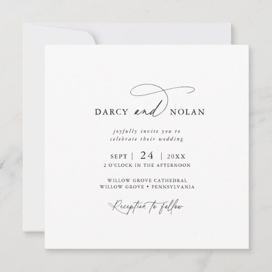 Charme élégant Carré mariage Invitations (Devant)