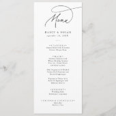 Charme élégant Cartes de menu Mariage noir et blan (Devant)