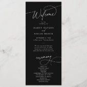 Charme élégant Flat Dark Black Wedding Programme (Devant)