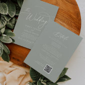 Charme élégant Green Wedding Invitations avec RSVP