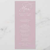 Charme élégant Lilac Mariage rose Cartes de menu (Devant)