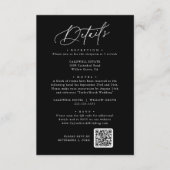 Charme élégant noir foncé Mariage détails carte (Devant)