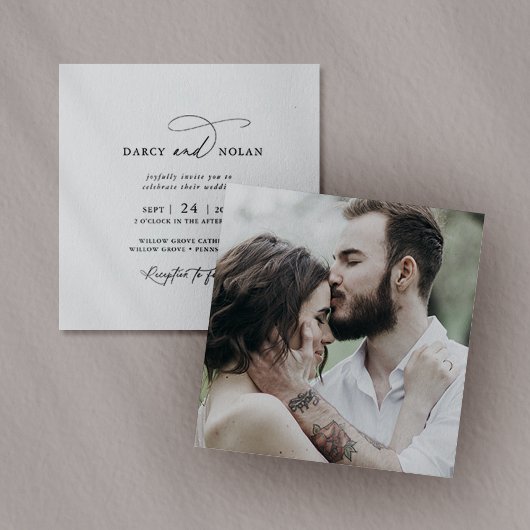 Charme élégant Photo Mariage moderne Invitations