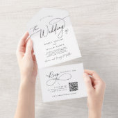 Charme élégant QR Tout en un mariage Invitations (Déchirure)