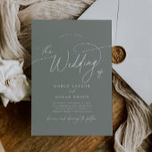 Charme élégant Sage foncé Invitations de mariage