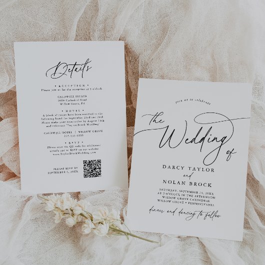 Charme élégant Simple Mariage Invitations avec RSV