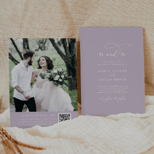 Charme élégant violet photo Faire-part de mariage