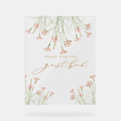 Charme élégant Wild Flower Mariage livre d'hôtes (Recto)