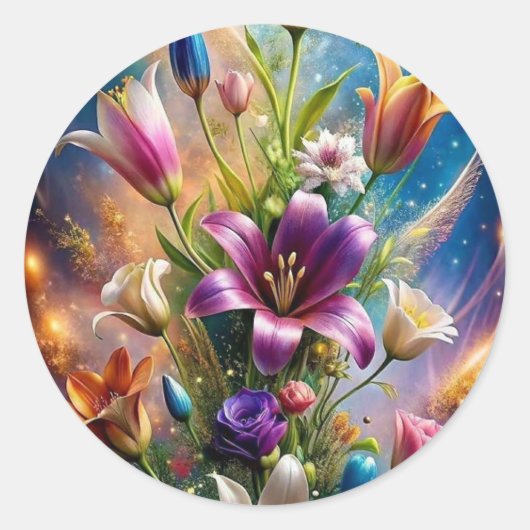 Charme en fleurs – Autocollants esthétiques de des (Devant)