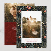 Charme Floral Deux photo carte de Noël (Devant / Derrière)