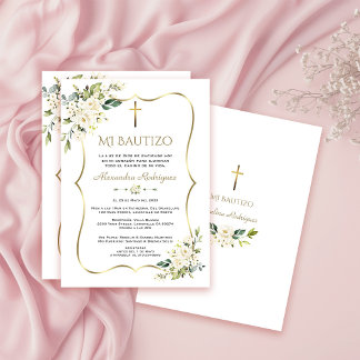 Charme Invitacion De Bautizo Con Flores Doop Kaart