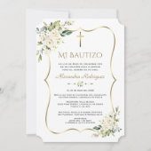 Charme Invitacion De Bautizo Con Flores Doop Kaart (Voorkant)