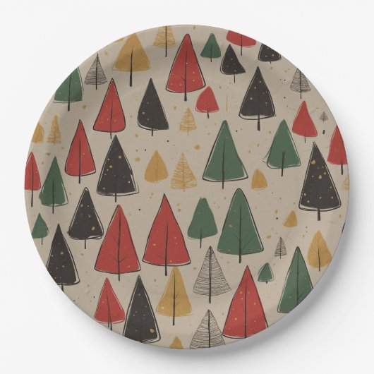 charme: kerstboompatroon papieren bordje (Voorkant)