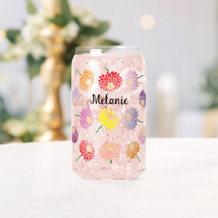Charme personnalisé peut verre avec imprimé fleur 