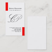 Charme rouge noir blanc gris Carte de visite Monog (Devant / Derrière)