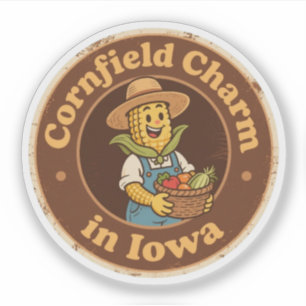 Charme van het Maisveld_ Iowa Vintage Kunst Sticker