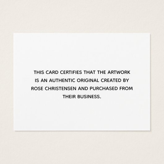 Charme vert Certificat d'authenticité (Dos)