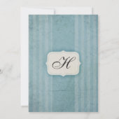 Charme vintage Monogramme bleu Invitations de mari (Dos)