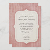 Charme vintage Monogramme rose Invitations de mari (Devant / Derrière)